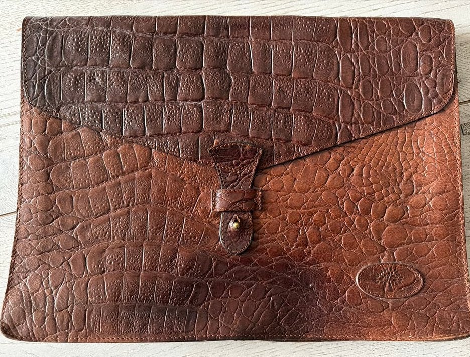 Vintage Mulberry Aktetas/Documentenmap Krokodillenleer, Antiek en Kunst, Antiek | Kantoor en Zakelijk, Ophalen of Verzenden