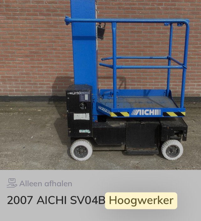 Aichi hoogwerker 5,5 m, Ophalen