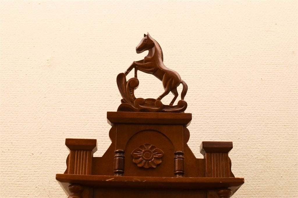 Houten Paarden Klok 50643, Ophalen of Verzenden, Gebruikt, Wandklok