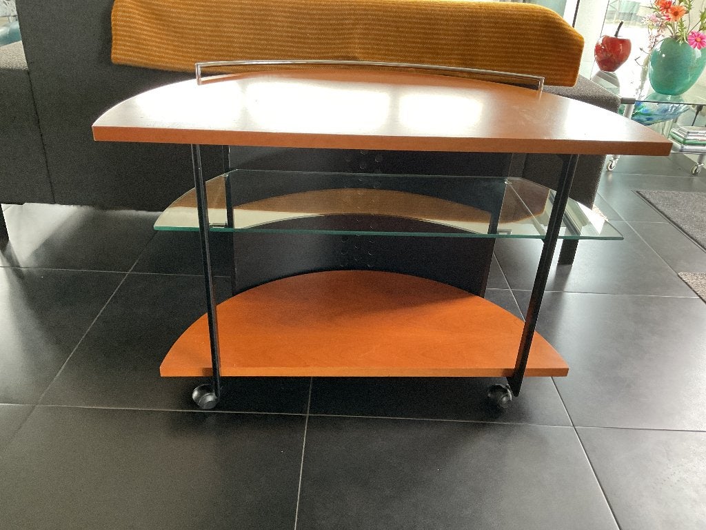 TV tafel of theetafel, Ophalen, 50 tot 100 cm, Zo goed als nieuw, Glas