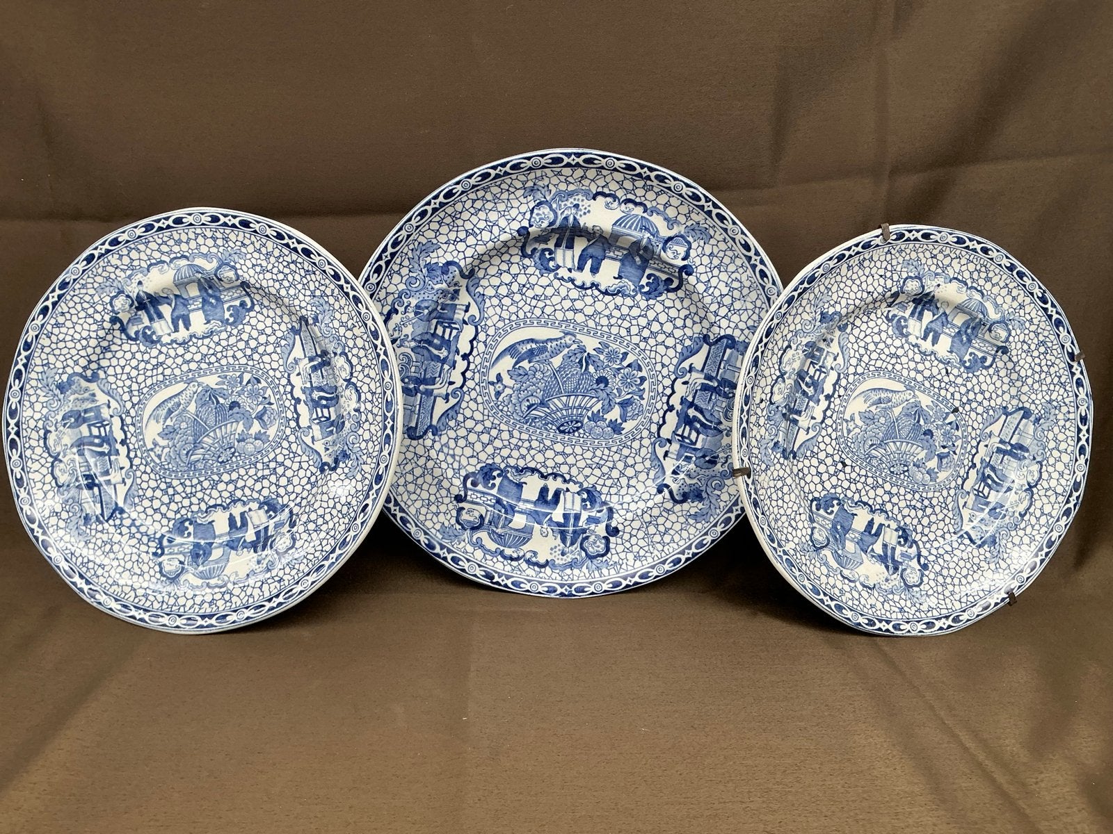 Set van 3 William Adams Chinese Patroon Borden WD-026, Ophalen of Verzenden