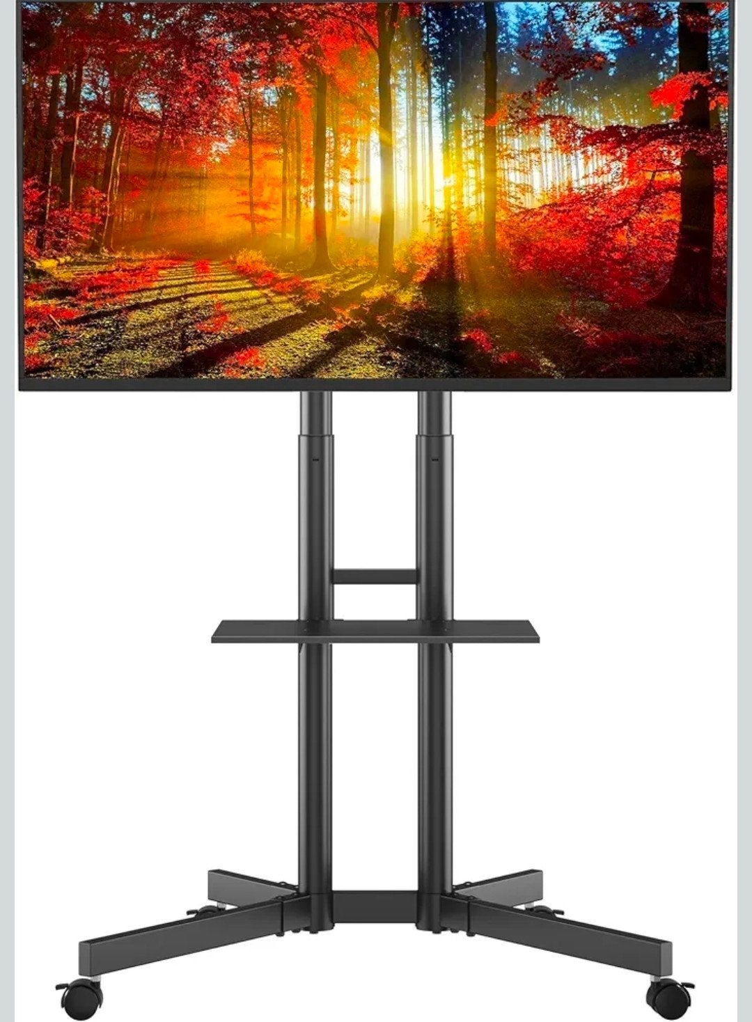Verrijdbare TV Standaard met Hoogteverstelling en Plank, Ophalen, Zo goed als nieuw