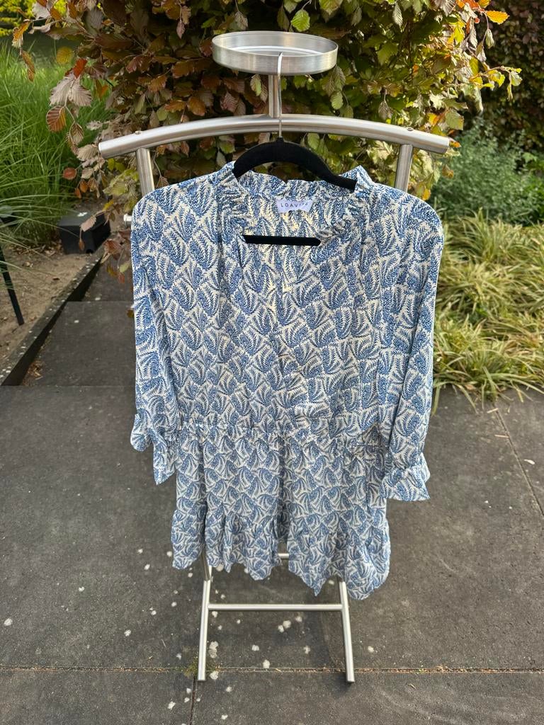 Loavies jurk met blauw-wit bladprint, maat XL, Ophalen of Verzenden, Zo goed als nieuw
