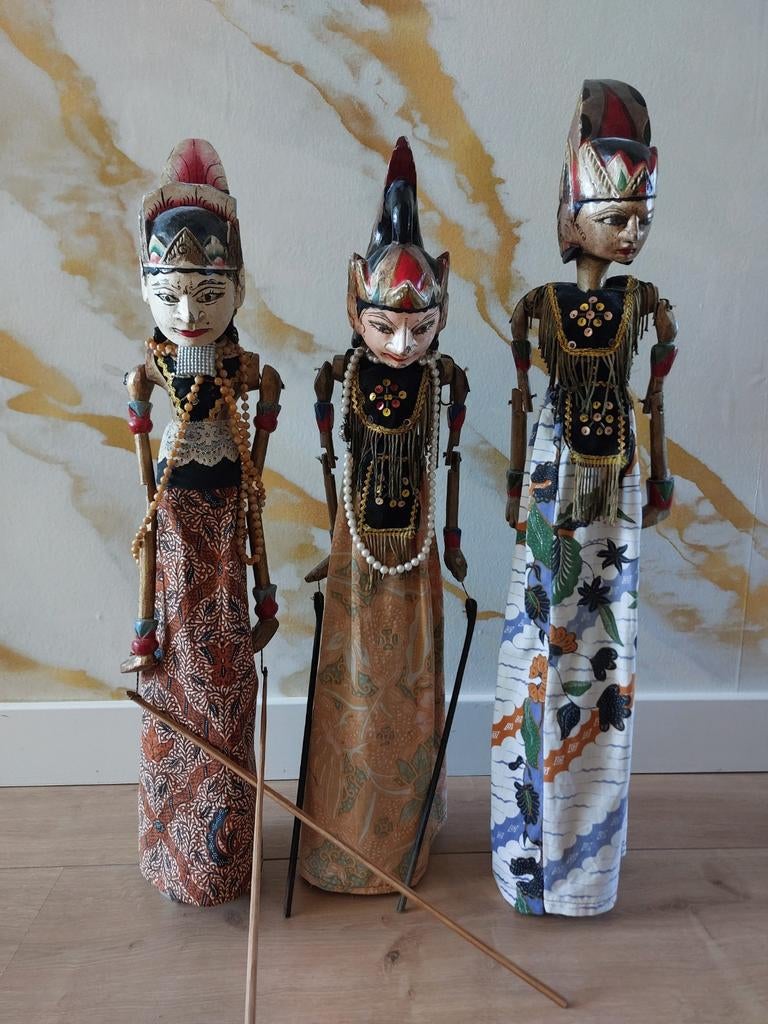 3 Wayang Golek poppen - Indonesisch, Ophalen of Verzenden