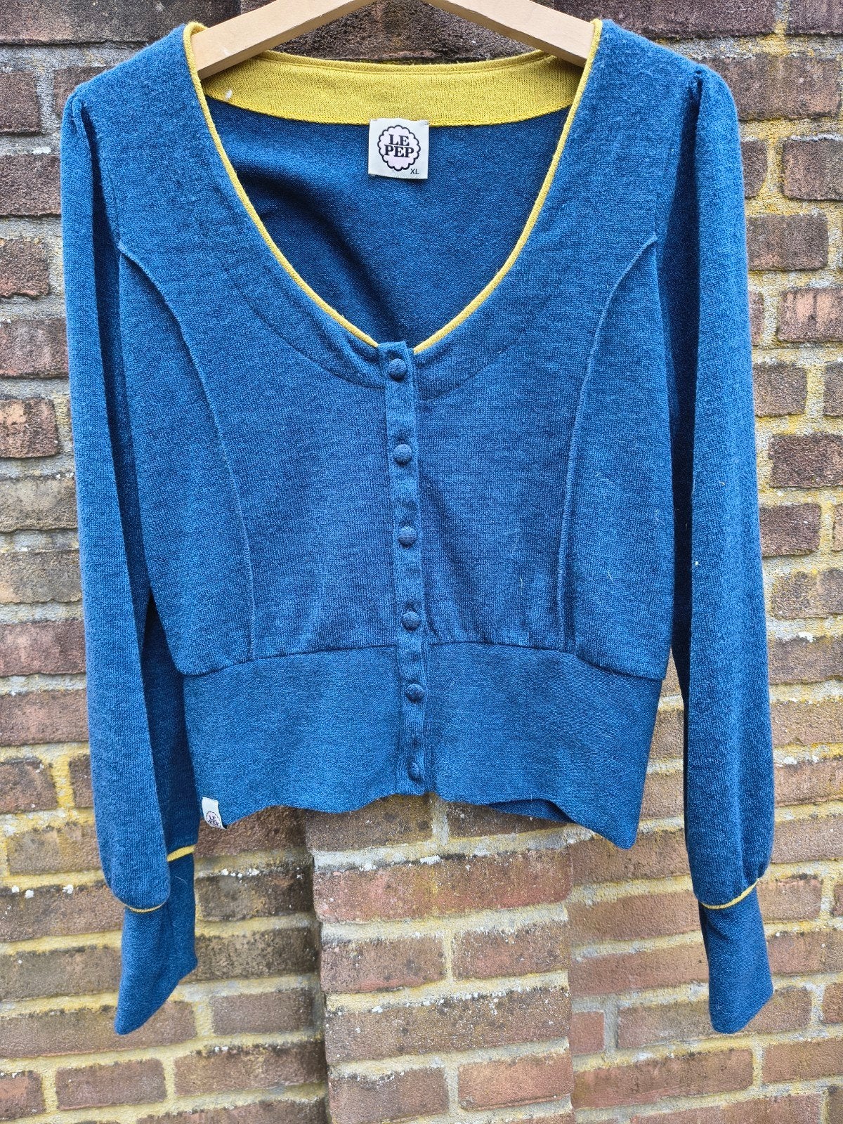 Le Pep vestje blauw met okergele accenten maat XL, Kleding | Dames, Le Pep, Blauw, Maat 42/44 (L), Ophalen of Verzenden
