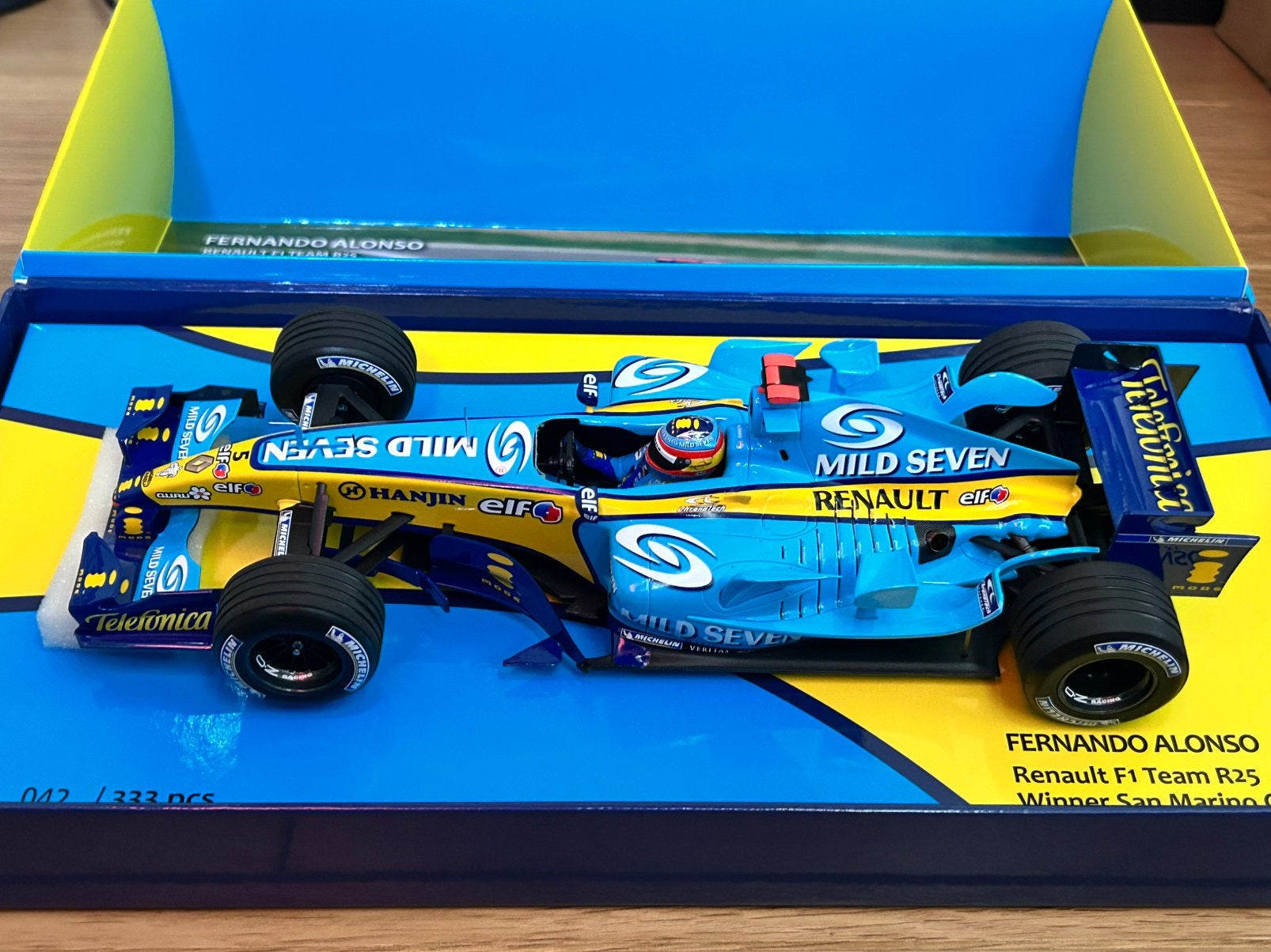 1:18 Minichamps Renault F1 R25 Fernando Alonso GP 2005 Imola, Ophalen of Verzenden, Zo goed als nieuw, Auto, MiniChamps
