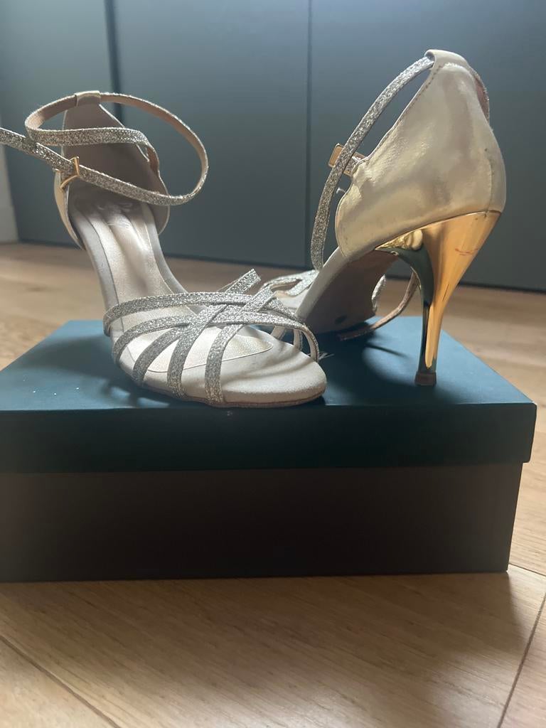 Lidmag Dansschoenen Glitter Platino Goud Maat 40, Ophalen of Verzenden, Zo goed als nieuw, Schoenen