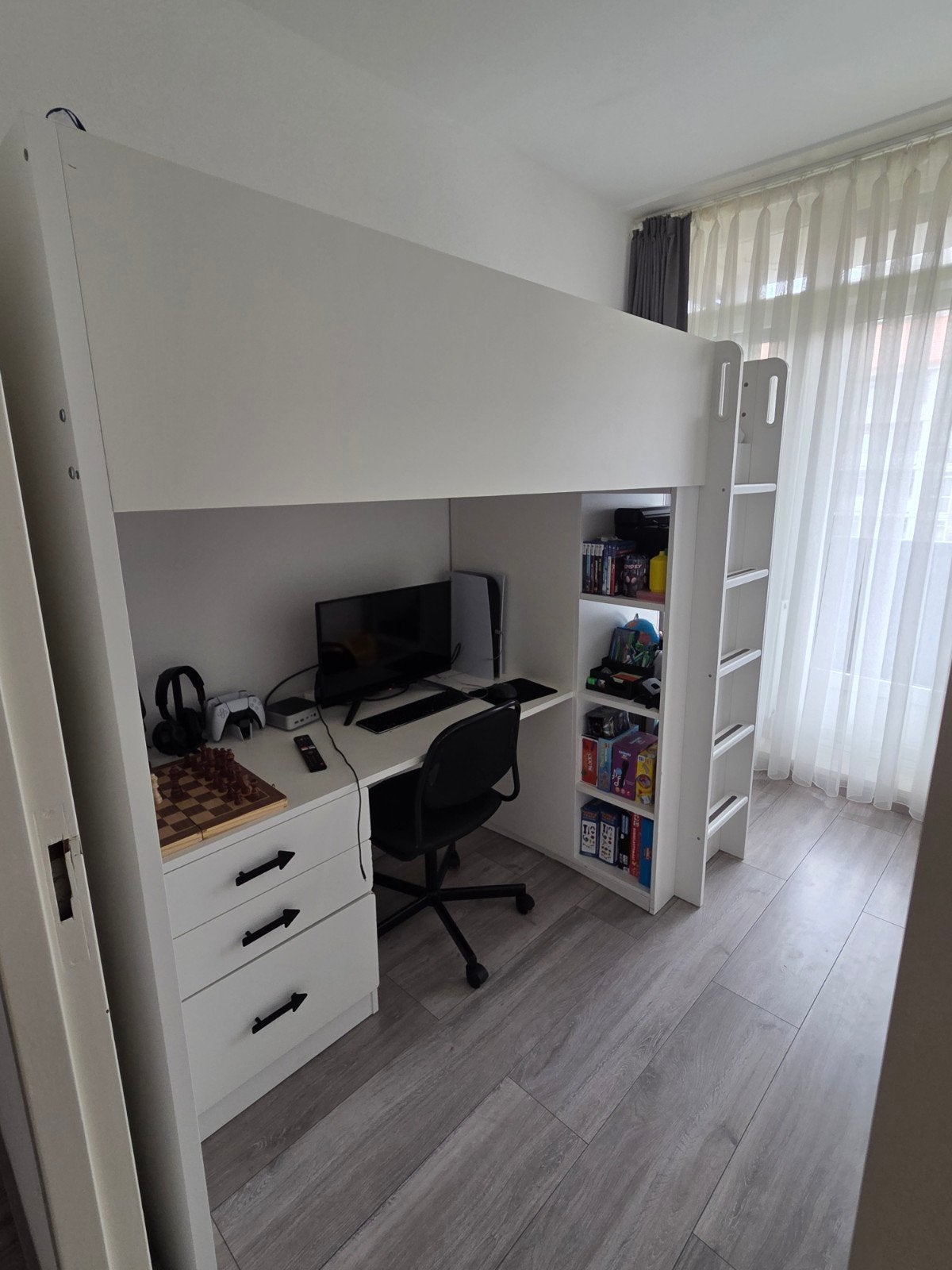 IKEA Hoogslaper 90x200 met bureau en kast, Huis en Inrichting, Slaapkamer | Stapelbedden en Hoogslapers, Ophalen, Gebruikt, Eenpersoons