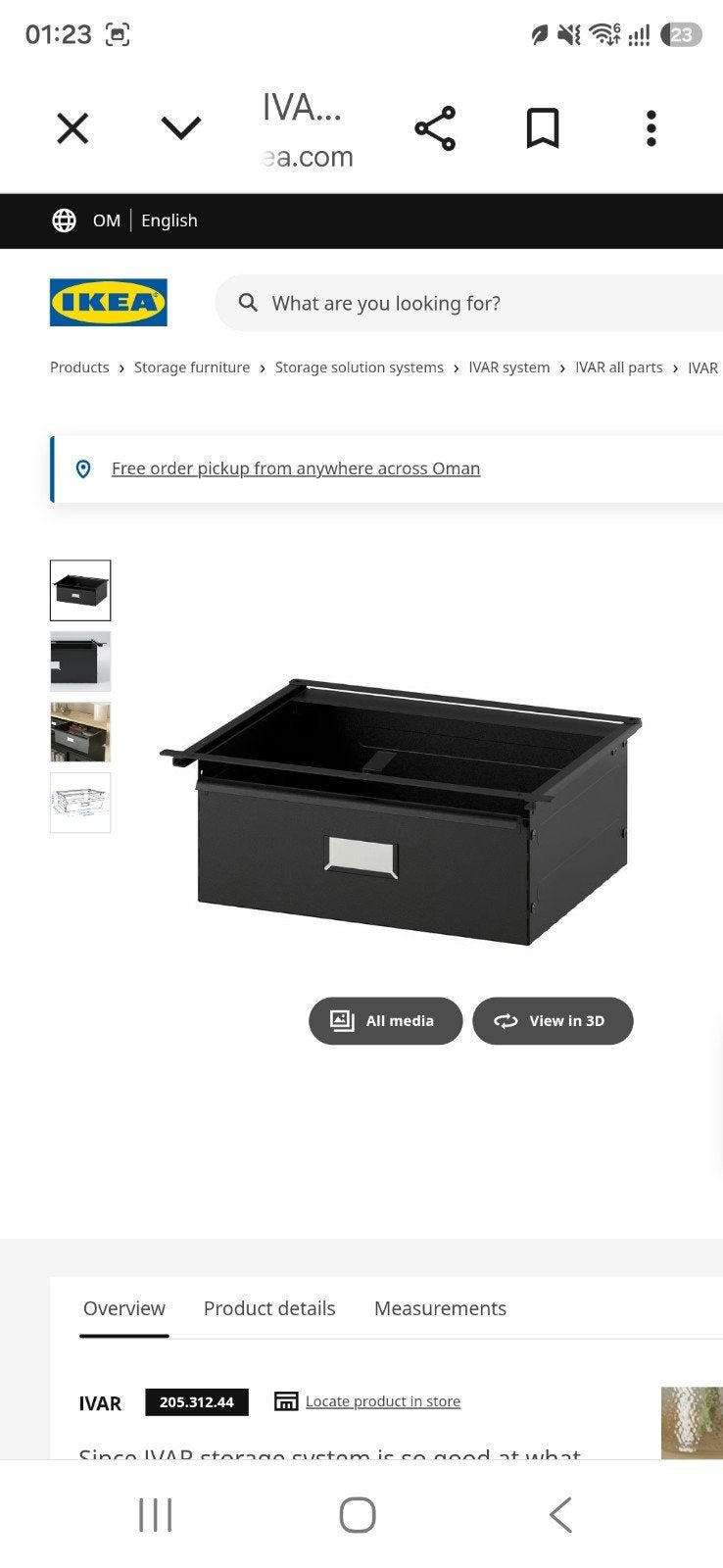 3x IKEA IVAR Lades Zwart - Industriële Editie, Ophalen, 25 tot 50 cm, Minder dan 100 cm