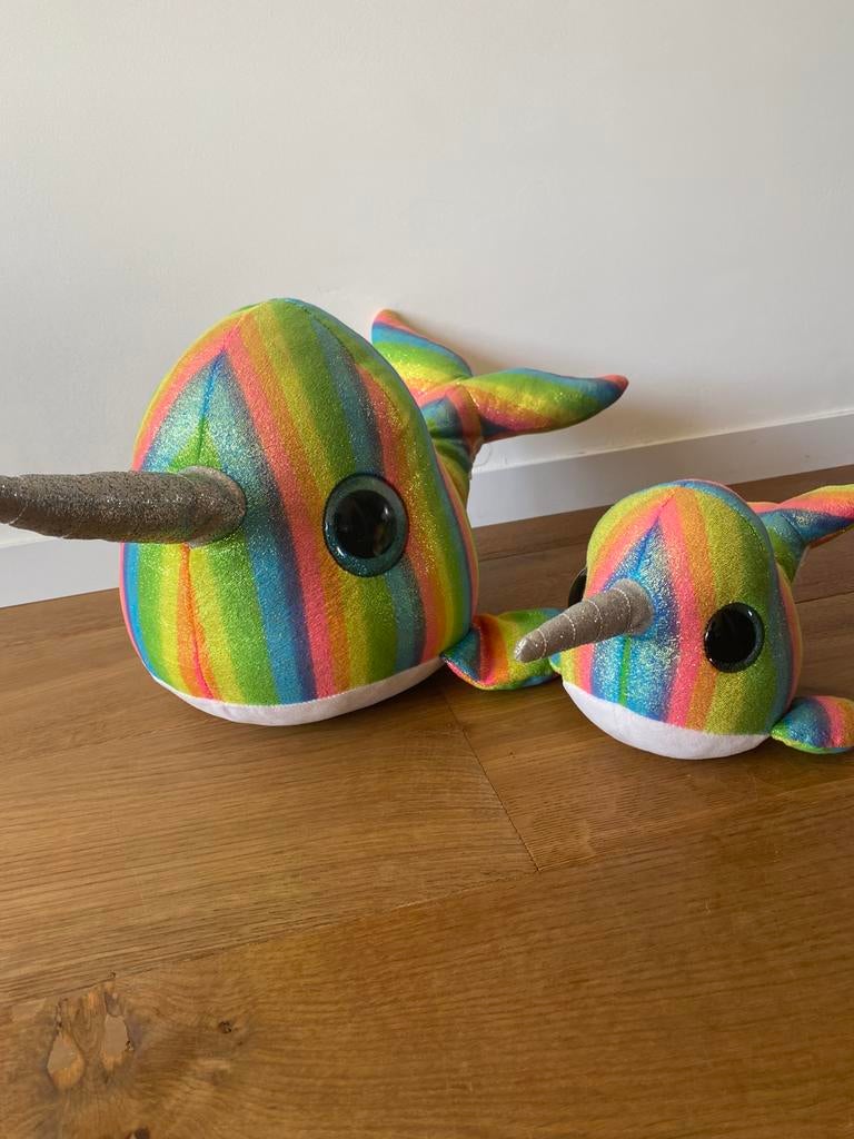 Ty beanie boo regenboog narwal knuffels., Ophalen, Zo goed als nieuw, Overige kleuren, Overige typen