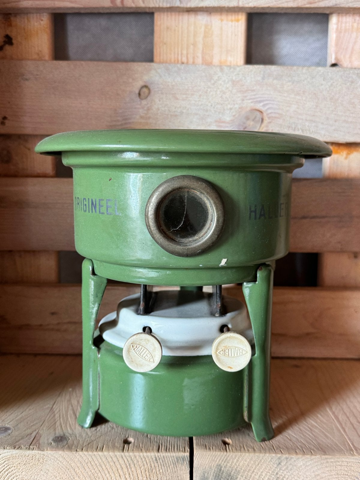 Vintage Haller Petroleum Kooktoestel - Groen Emaille, Antiek en Kunst, Ophalen