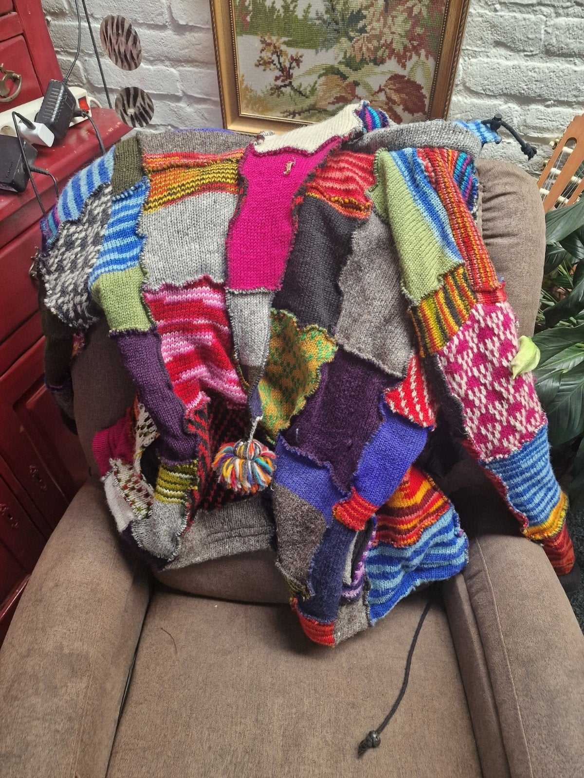 Unieke handgemaakte Indiase patchwork vest, Maat 38/40 (M), Meerkleurig, Ophalen of Verzenden, Zo goed als nieuw