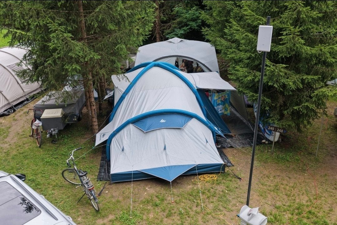 Air up tent met kar, keuken met 3 gaspitten, disselbak., Caravans en Kamperen, Tenten, Ophalen of Verzenden, Gebruikt