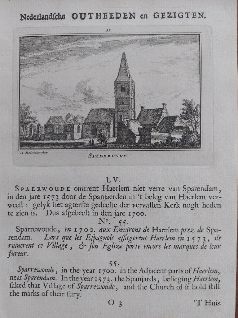 55 / Spaerwoude - Spaarnwoude Haarlem  (1ste druk uit 1732 ), Ophalen of Verzenden