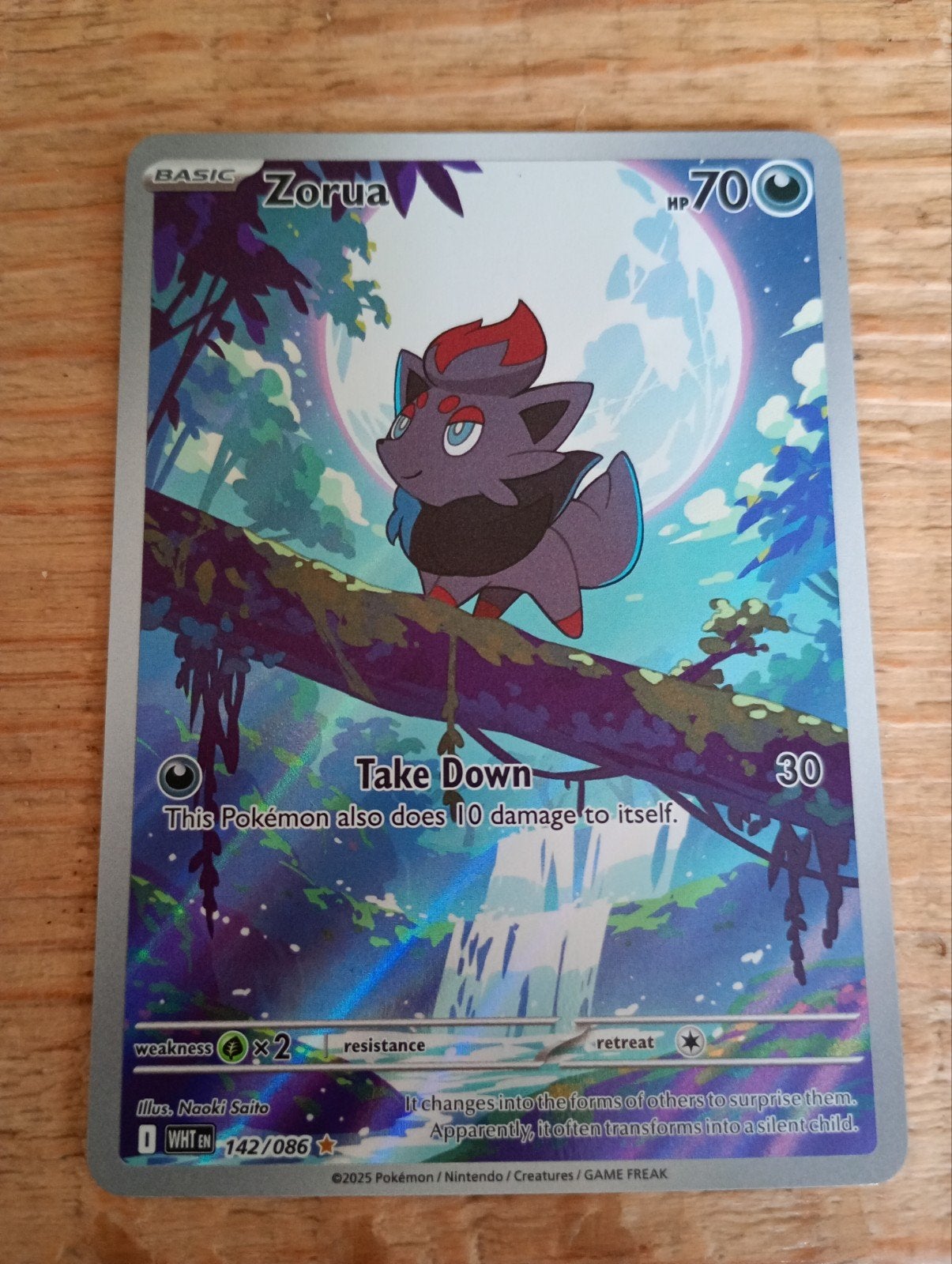 Zorua Pokémon Kaart - Full Art (142/086) - Zo goed als nieuw, Ophalen of Verzenden, Zo goed als nieuw