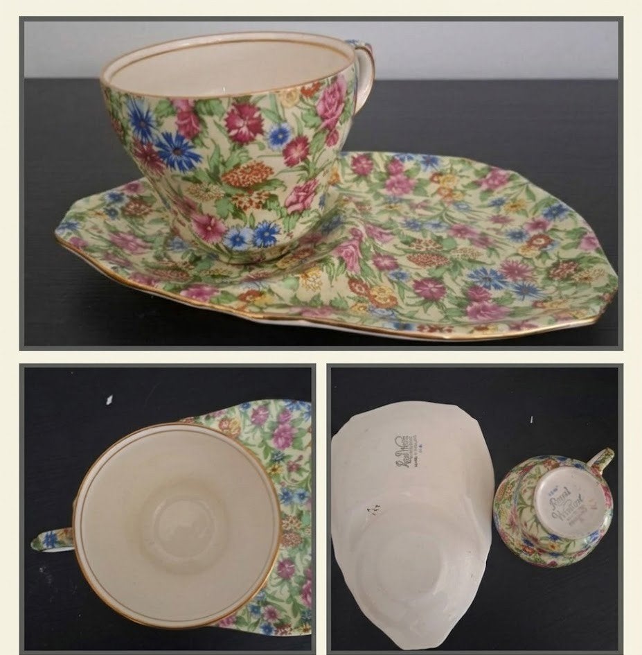 Royal Winton Kew Chintz Kop en Schotel - Vintage Bloemmotief, Ophalen of Verzenden