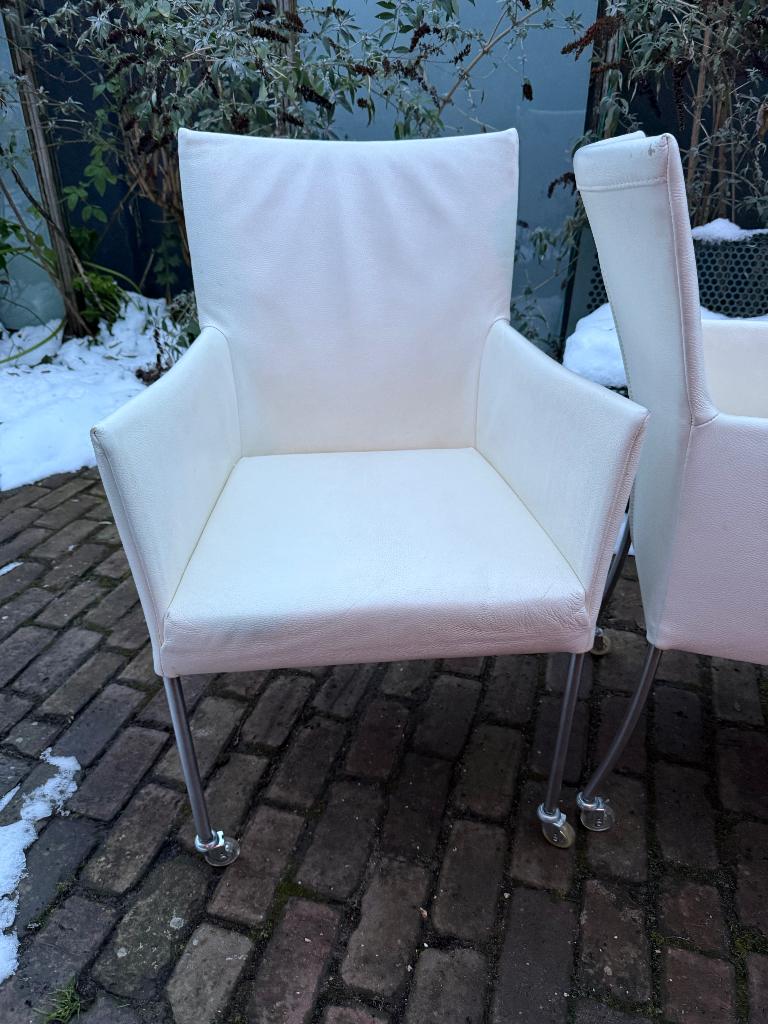 4 stoelen Bert Plantagie Element wit leer mooie staat, Ophalen, Wit, Zo goed als nieuw, Vier