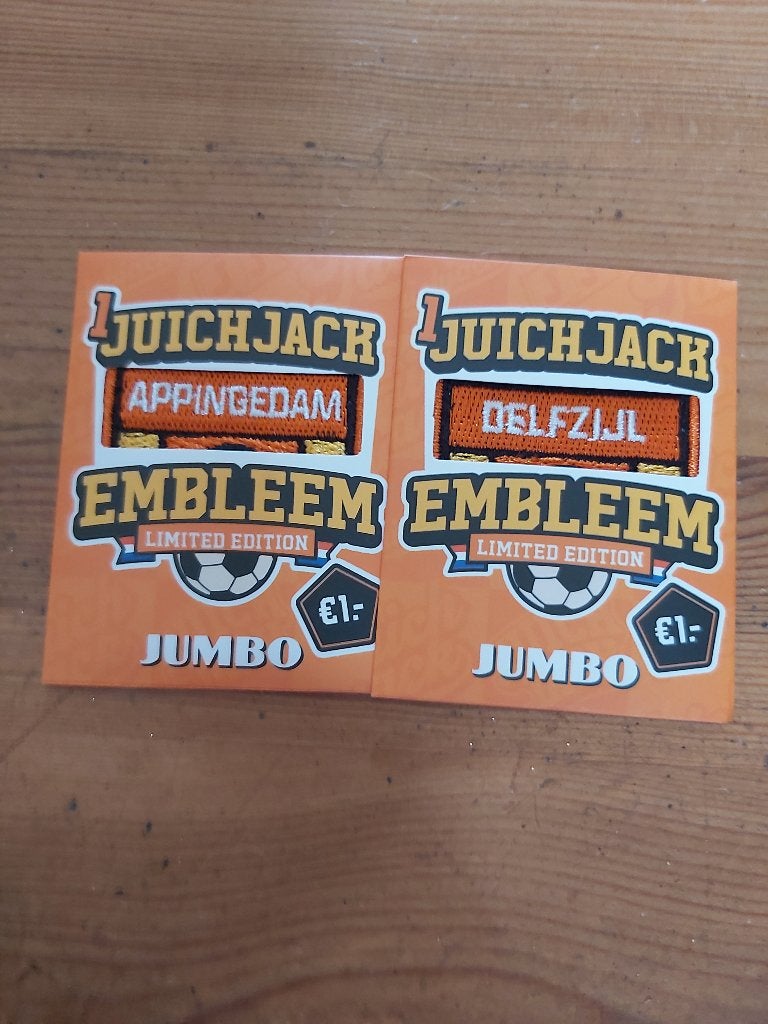 Jumbo juich / juichjack embleem Delfzijl en Appingedam, Jumbo, Ophalen of Verzenden