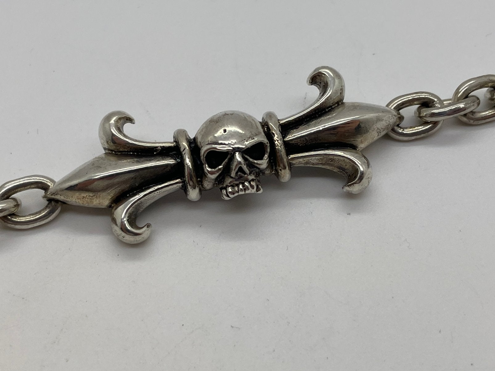 F641 Prachtige zilveren robuuste skull armband, Ophalen of Verzenden, X, Zilver, Zilver