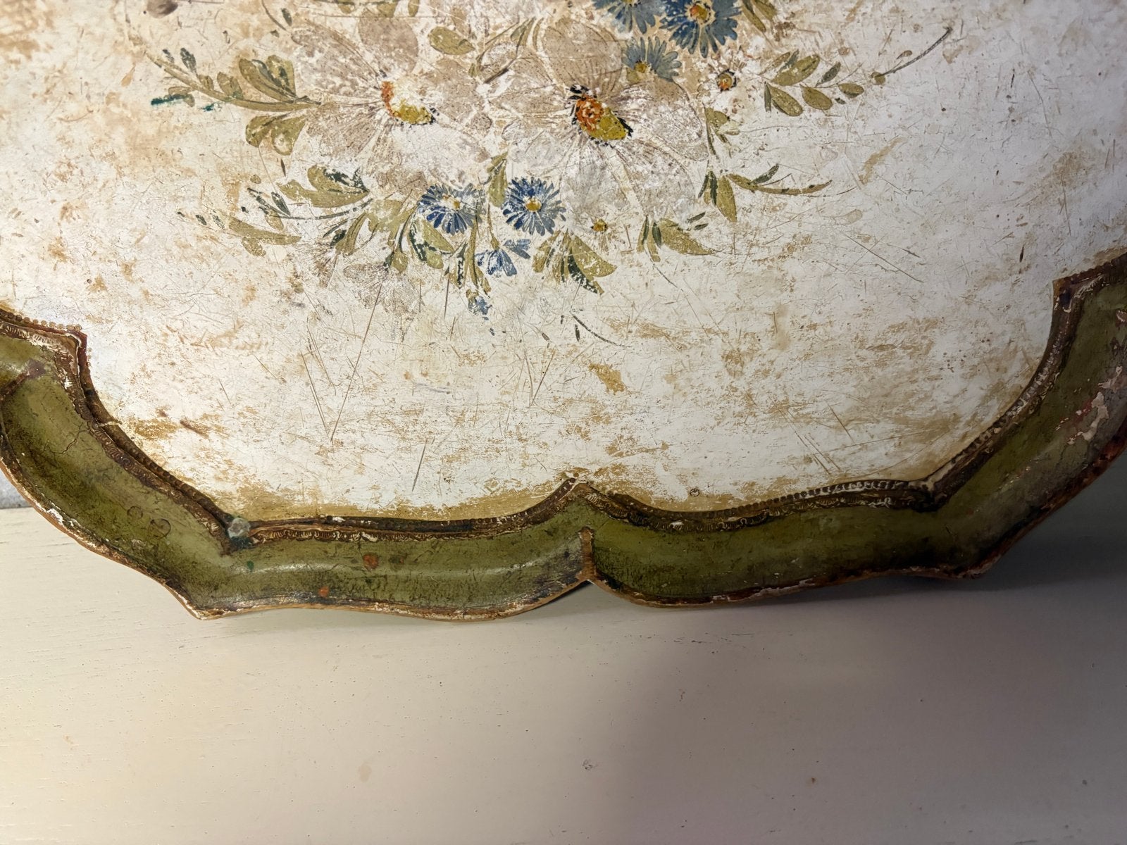 Sierlijk Venetiaans/Florentijns Houten Dienblad met bloem, Ophalen of Verzenden