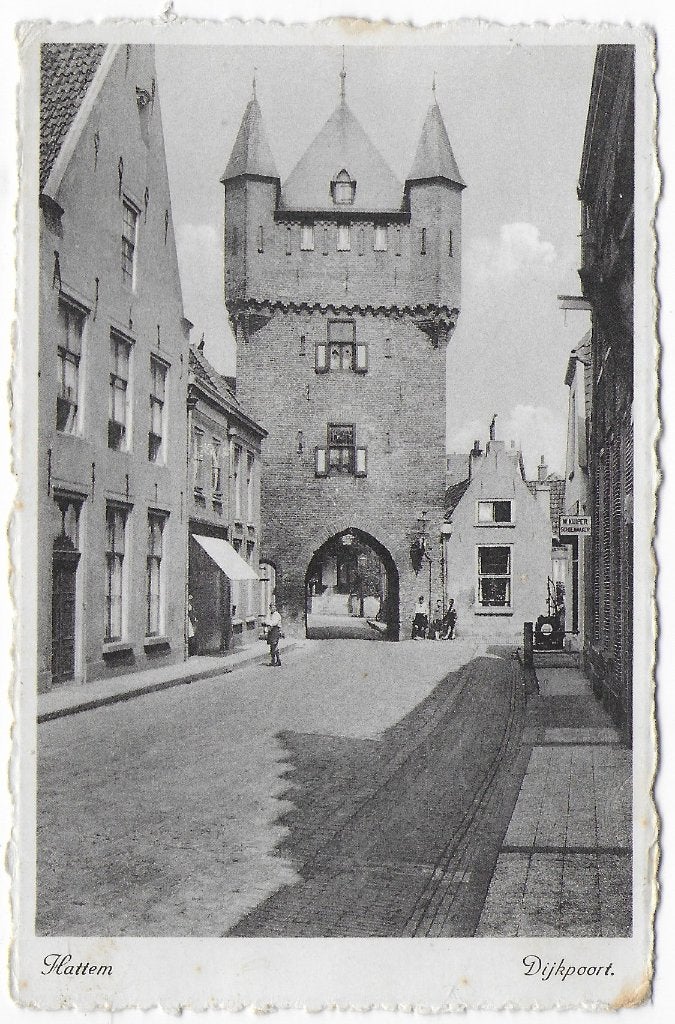 Hattem Dijkpoort oude gelopen ansichtkaart (B6510) uit 1942, Ophalen of Verzenden, 1960 tot 1980, Gelopen, Gelderland