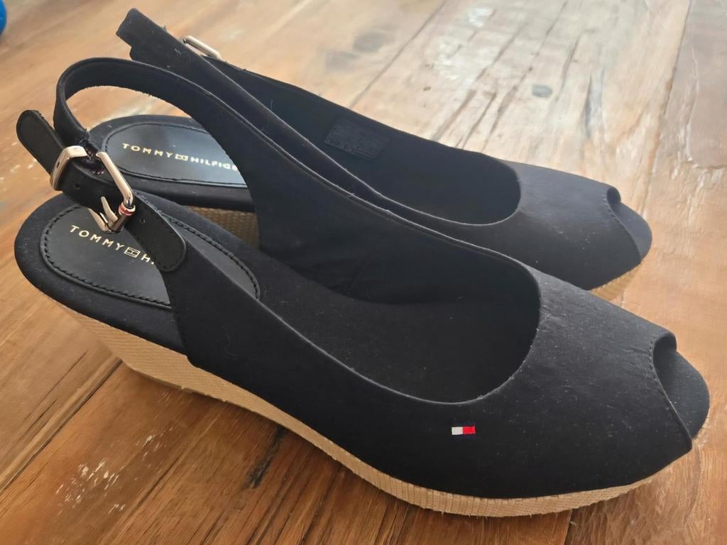 Tommy Hilfiger "Iconic Elba Sling Back" Wedge (Size : 41 EU), Zwart, Nieuw, Tommy Hilfiger, Sandalen of Muiltjes