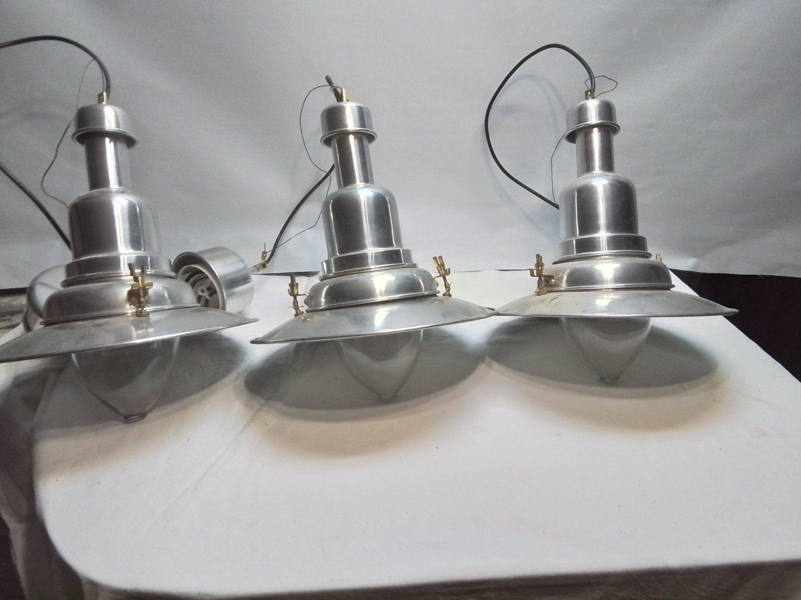 Set van 3 Vintage Scheepslampen / Industriële Hanglampen, Ophalen of Verzenden