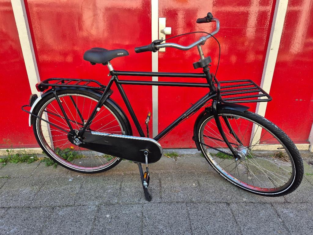 Azor transportfiets matzwart, Terugtraprem, Gebruikt, Versnellingen, 57 tot 61 cm