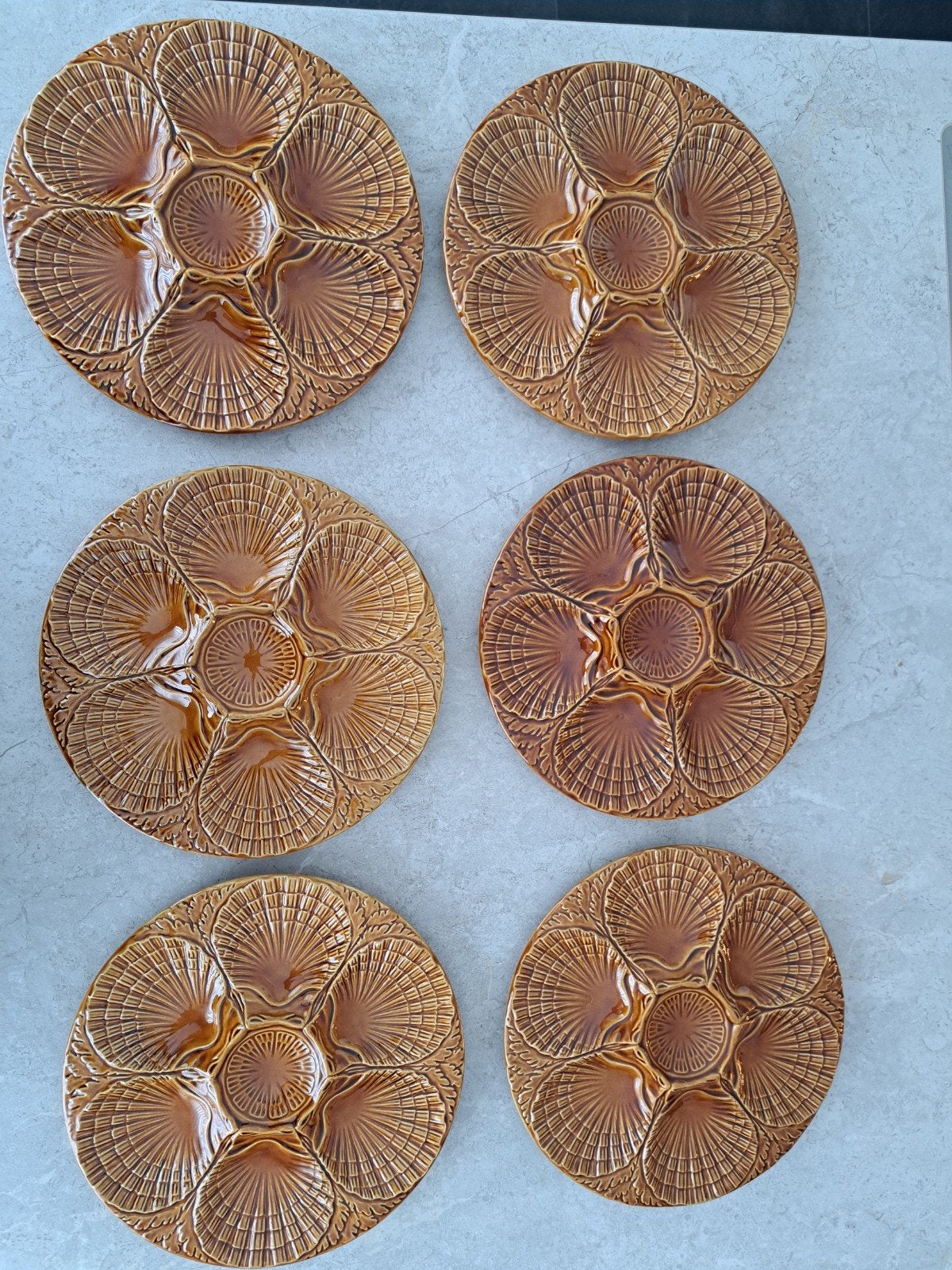 6x vintage oesterbord Secla Portugal, Ophalen of Verzenden