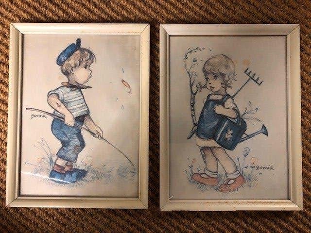 Bonnie Hummel kinderkamer prentjes achter glas in lijst . V, Minder dan 50 cm, Overige typen, Ophalen of Verzenden, Zo goed als nieuw
