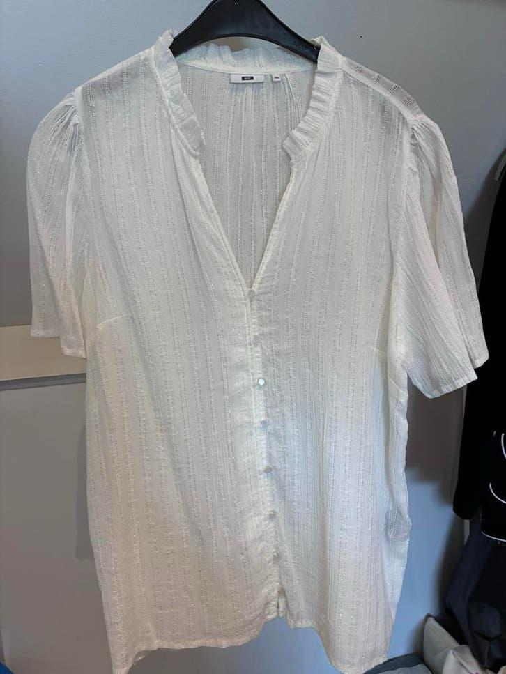Witte blouse met zilverdraad - Maat 46, Ophalen of Verzenden, Zo goed als nieuw, Maat 46/48 (XL) of groter, Wit