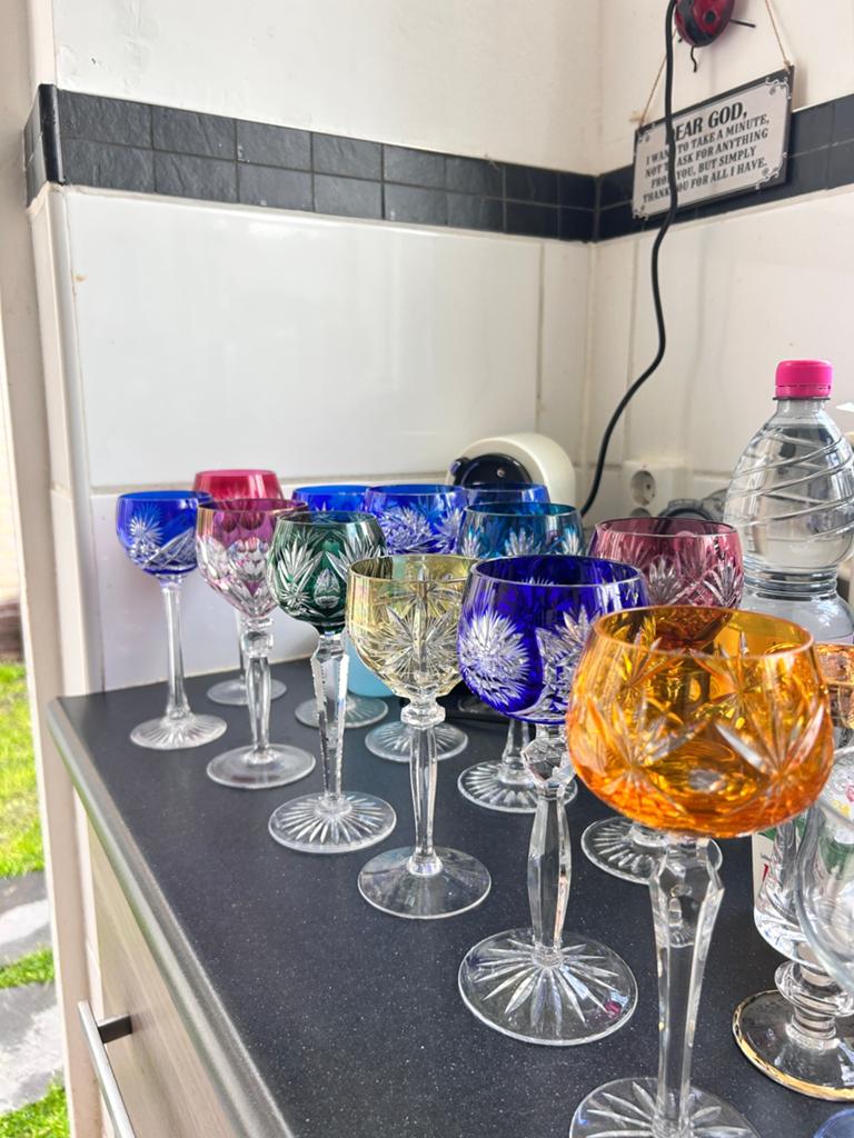 Echte Kristallen Glazen - Diverse Kleuren & Sets, Antiek en Kunst, Antiek | Glas en Kristal, Ophalen of Verzenden