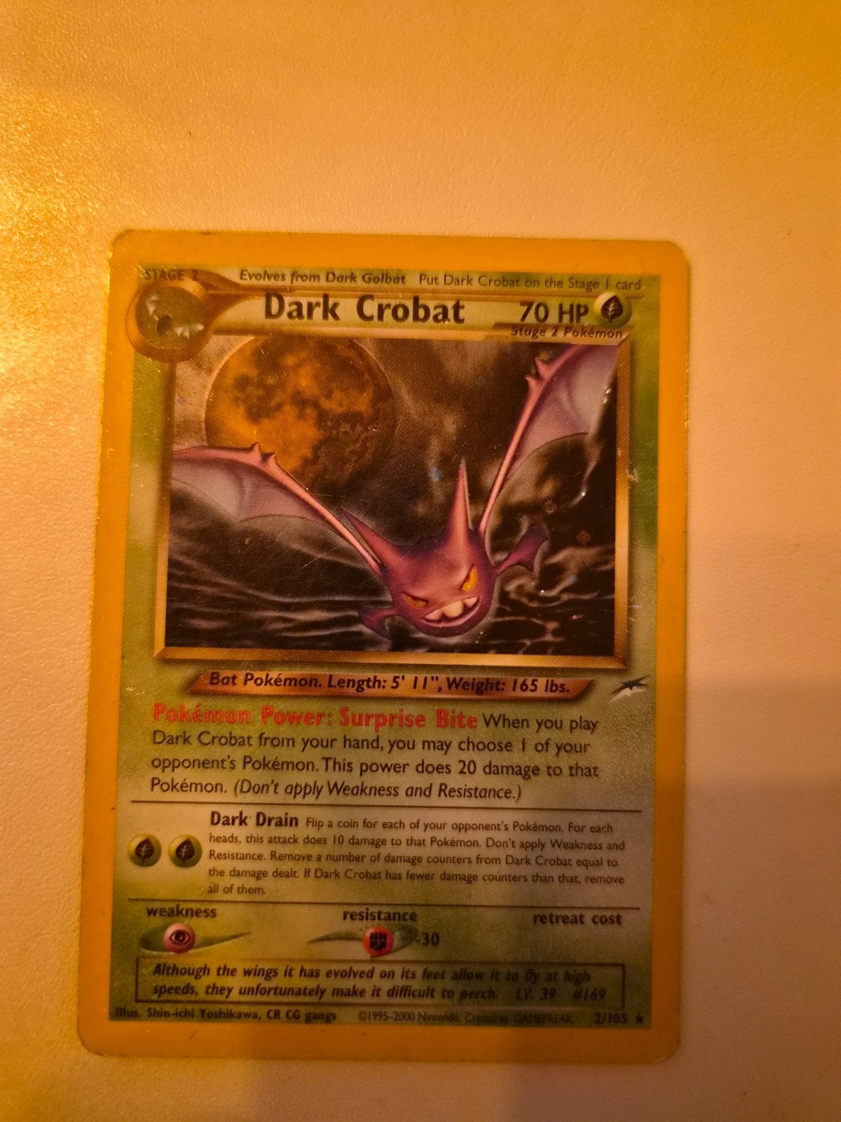 Dark Crobat Pokémon kaart Neo Destiny 2/105, Ophalen of Verzenden, Gebruikt, Losse kaart