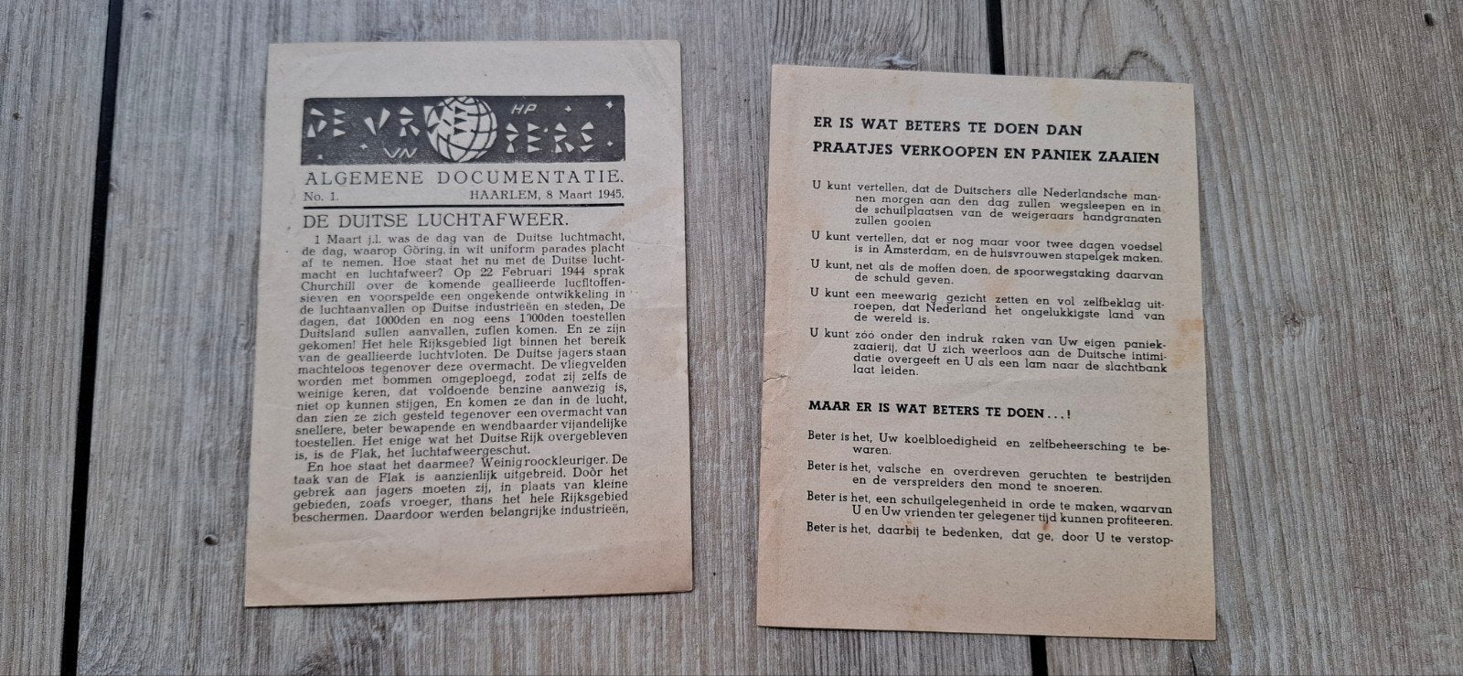 Zeldzame WO2 pamfletten: Haarlem 1945 & Oktober 1944, Verzamelen, Ophalen of Verzenden, Luchtmacht, Nederland, Foto of Poster