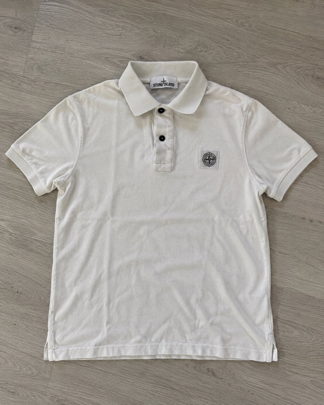 Stone Island Polo Shirt Wit Maat S met klein gaatje, Kleding | Heren, Ophalen of Verzenden, Gedragen, Maat 46 (S) of kleiner, Wit