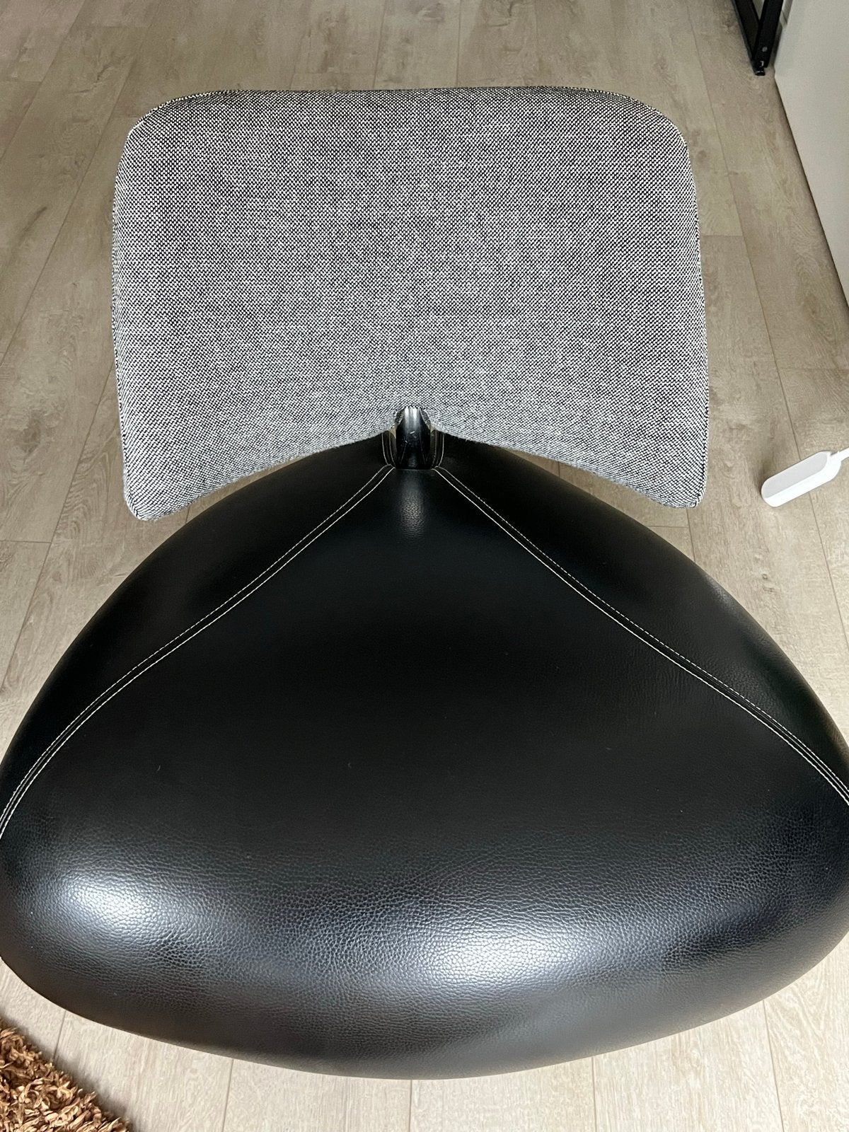 Leolux Pallone fauteuil - Zwart leer & stof, Ophalen, Gebruikt, Leer, 75 tot 100 cm