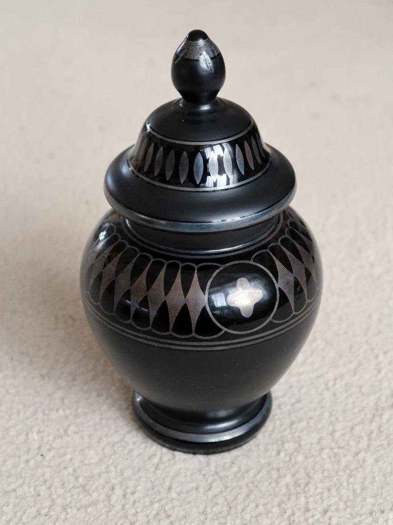 Zwarte glazen pot met deksel, Ophalen of Verzenden