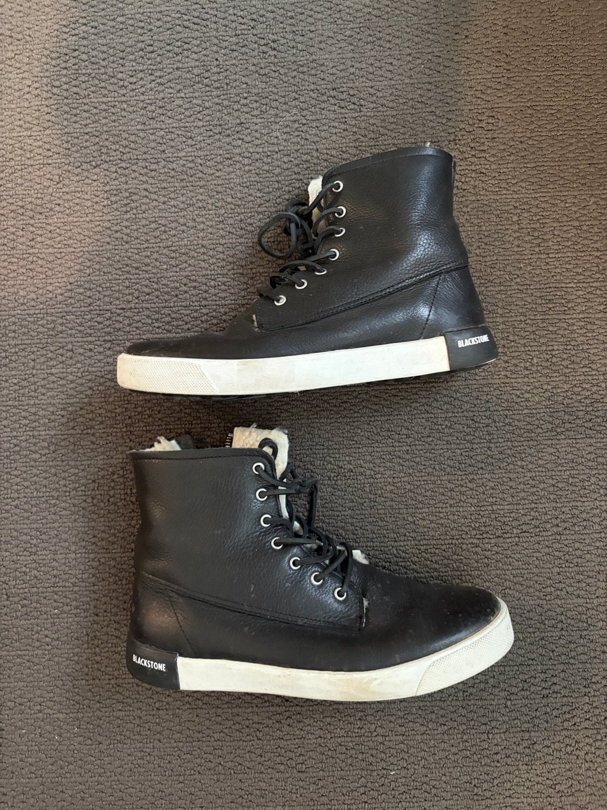 Blackstone leren boots met teddy voering, Ophalen, Gedragen, Zwart, Lage of Enkellaarzen