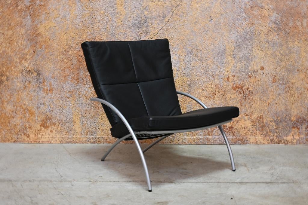 ZGANieuw zwarte leren Harvink Uncle Sam design fauteuil, Huis en Inrichting, Fauteuils, Harvink, Harvink, 75 tot 100 cm, Ophalen of Verzenden