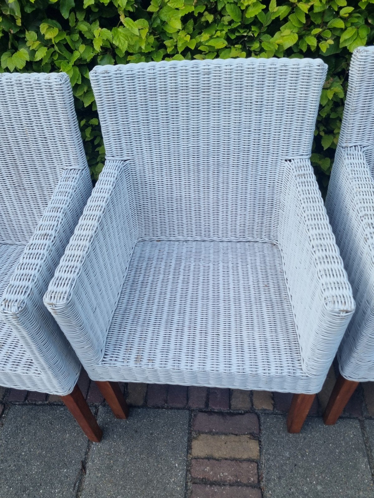 Rotan stoelen (4 stuks), Huis en Inrichting, Stoelen, Ophalen, Gebruikt, Wit, Riet of Rotan