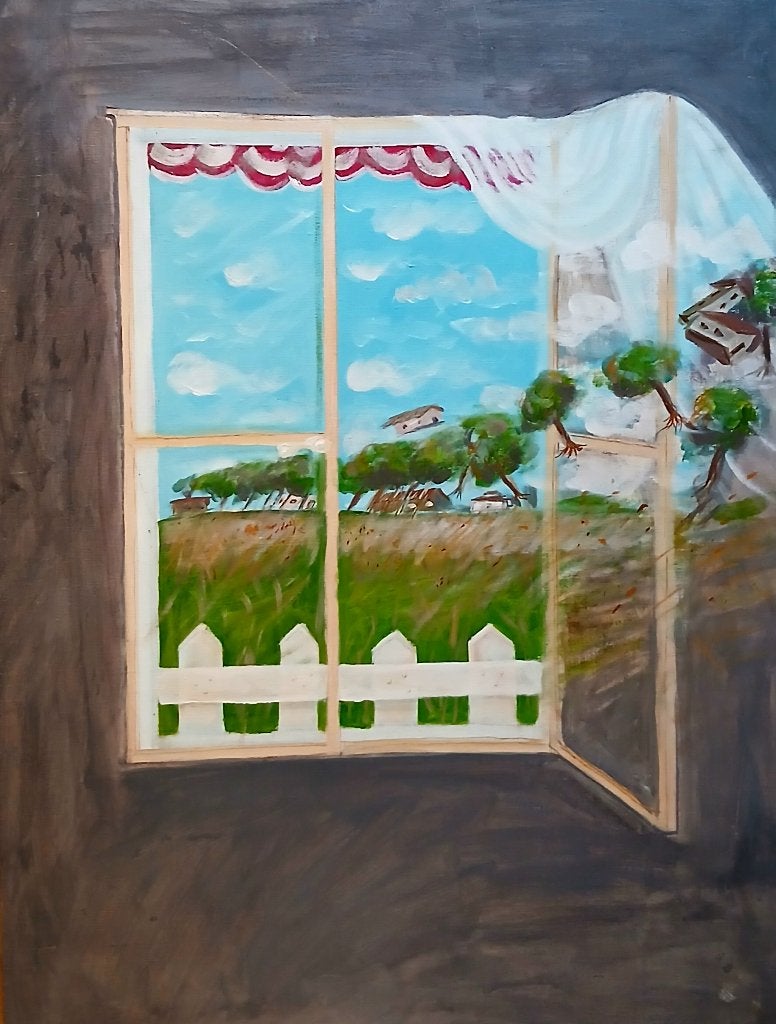 Atelieropruiming – Original decoratief kleurrijk schilderij, Antiek en Kunst, Landschap, Acrylverf, Ophalen of Verzenden, Handgeschilderd