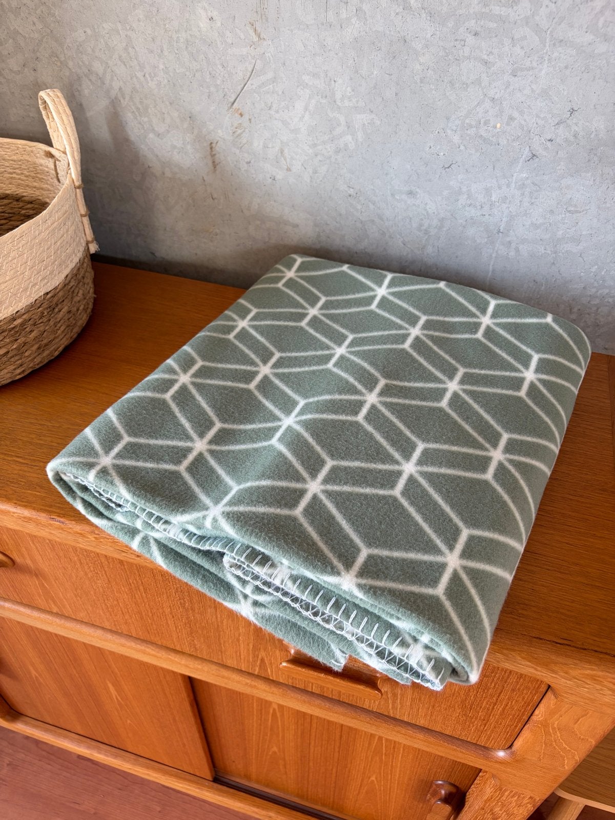 PT fleece plaid - Groen met geometrisch patroon, Gebruikt, Ophalen of Verzenden, Polyester, Plaid