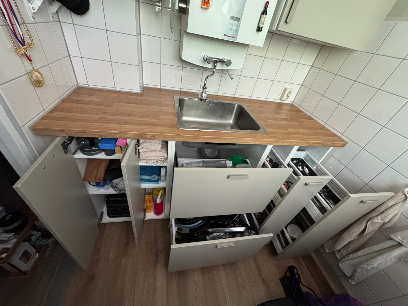 Ikea metod keukenblok beige nieuwstaat 160cm, Huis en Inrichting, Ophalen, Beige, 150 tot 200 cm, Zo goed als nieuw