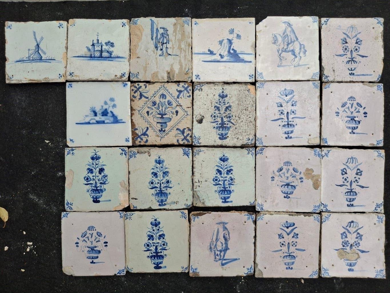 Antieke Delfts Blauwe Tegels - Diverse Patronen, Antiek en Kunst, Ophalen of Verzenden