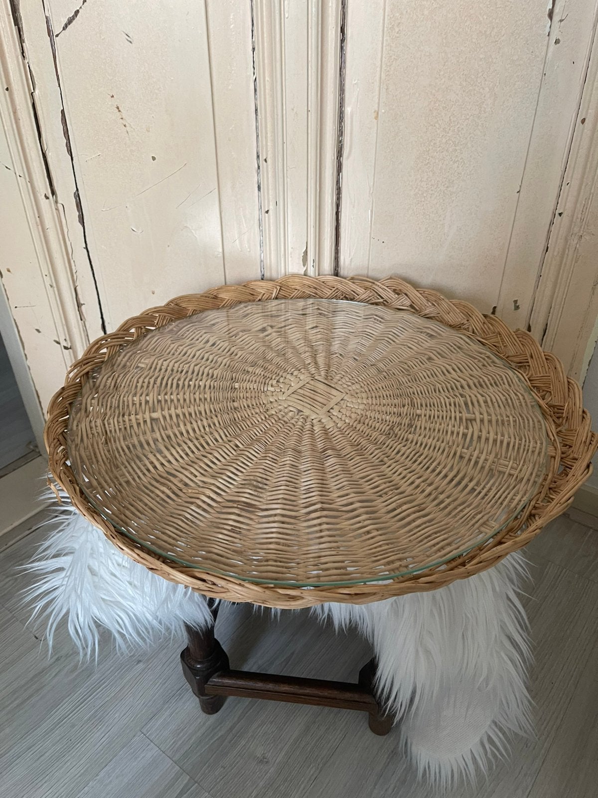 Vintage rotan dienblad/tafelblad, Ophalen