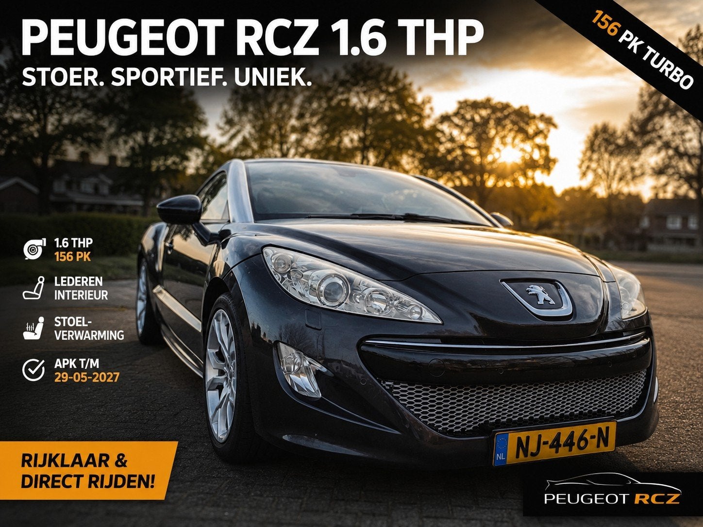 Peugeot RCZ 1.6 THP | Motor gereviseerd | Leer | APK Mei 27, Voorwielaandrijving, 15 km/l, 4 stoelen, Handgeschakeld