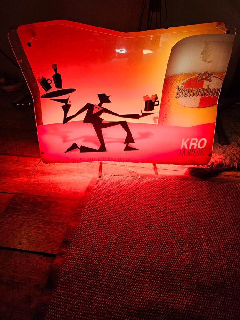 Vintage Kronenbourg KRO La Biere Lichtbak Reclame, Ophalen of Verzenden