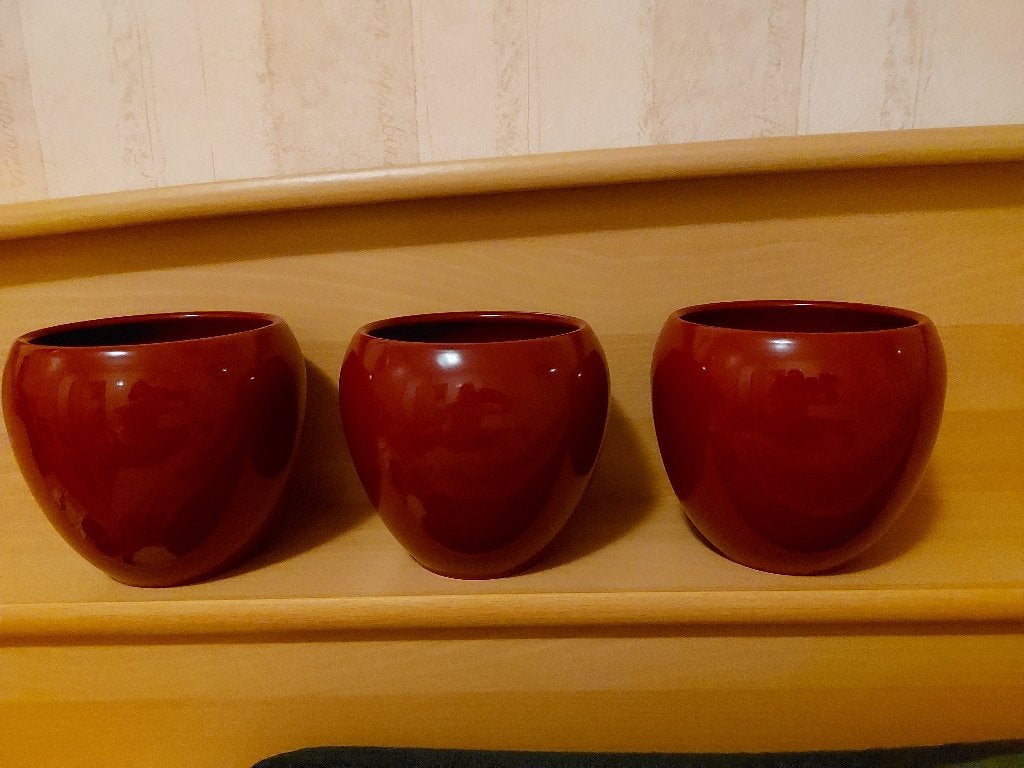 20 Bloempotten, wijnrood, Rond, Ophalen of Verzenden, Zo goed als nieuw, Balkon