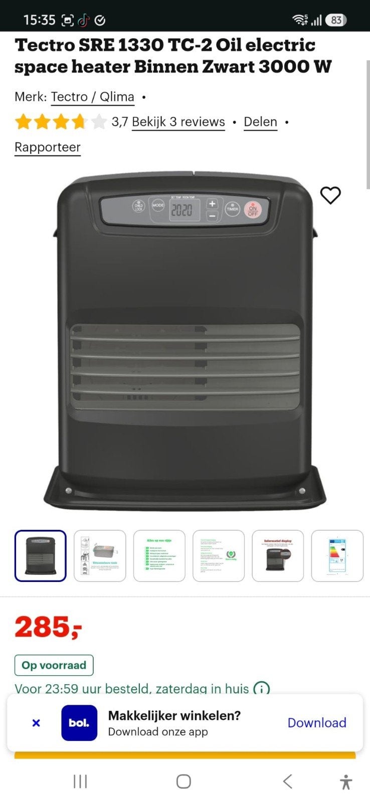 Tectro SRE 1330 TC-2 Petroleumkachel Zwart 3000W, Overige brandstoffen, Petroleumkachel, Ophalen of Verzenden, Zo goed als nieuw