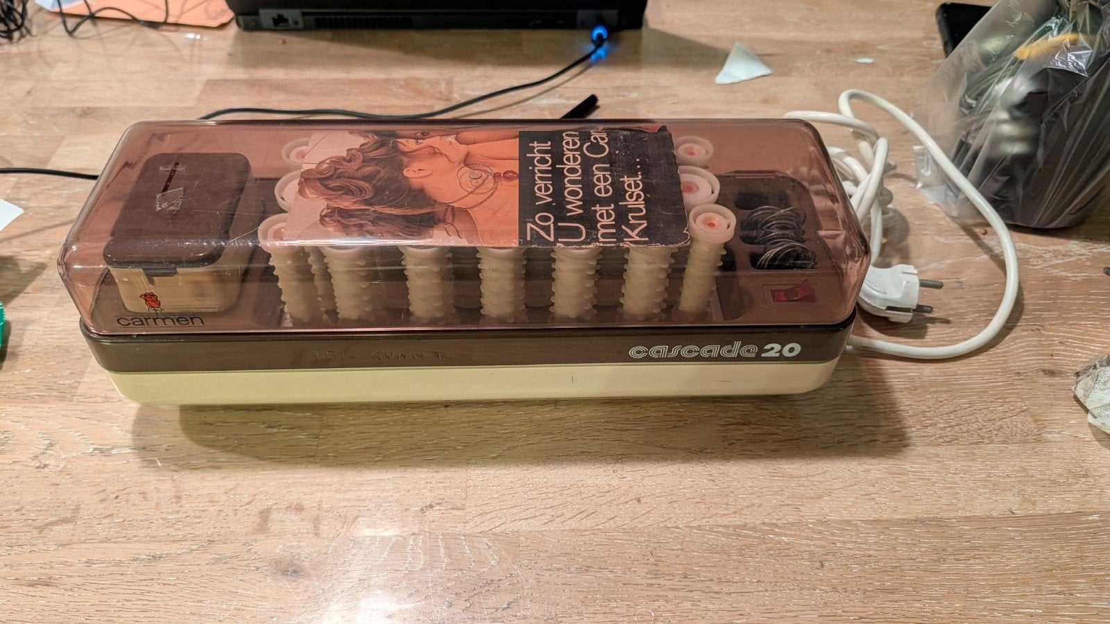 Vintage Carmen Cascade 20 Krulset - Compleet en Werkend, Ophalen of Verzenden, Gebruikt, Krultang of Stijltang